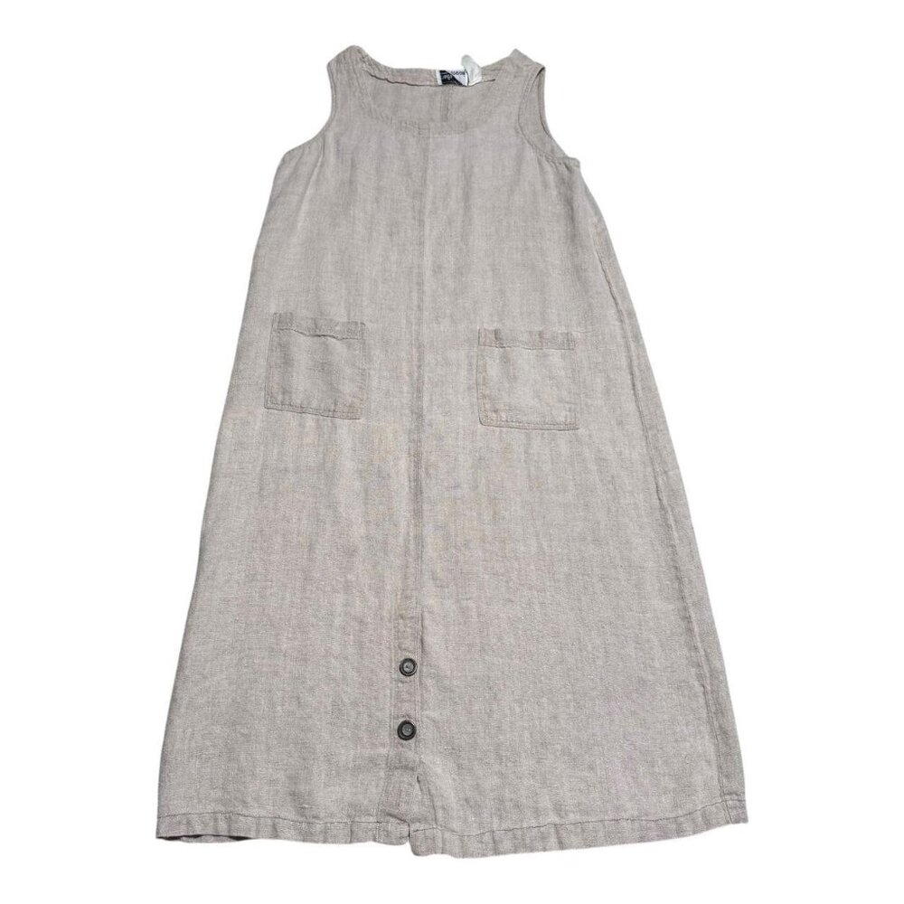Vintage Sunshine Starshine Off-White Stained Linen Dress Women’s‎ M/L